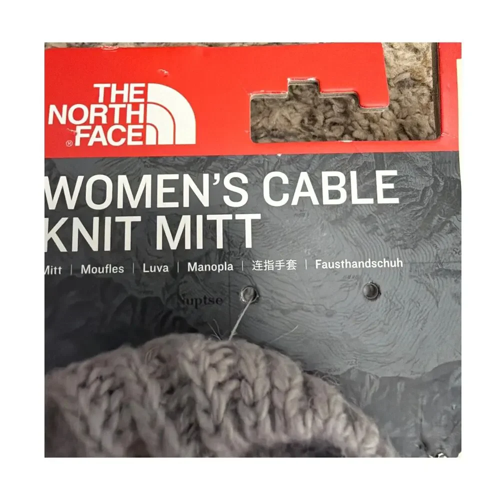 The North Face Womens Cable Knit Mitt Metallic Silver Size Small Medium New